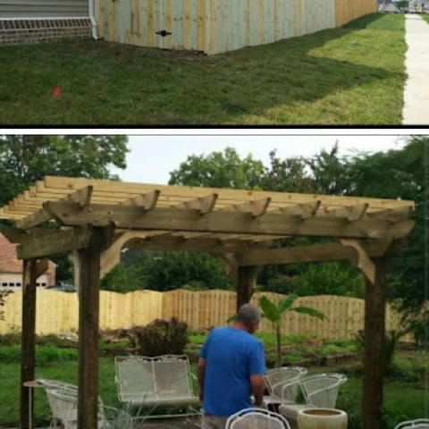 Privacy fence around mature trees